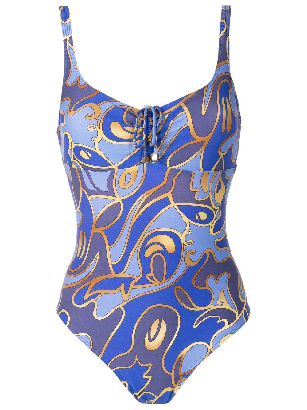 Lygia & Nanny graphic-print front-tie swimsuit - Blue von Lygia & Nanny