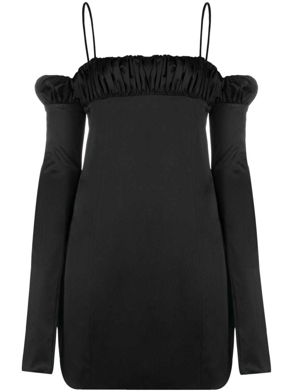 MACH & MACH Lotus ruched-detail silk mini dress - Black von MACH & MACH
