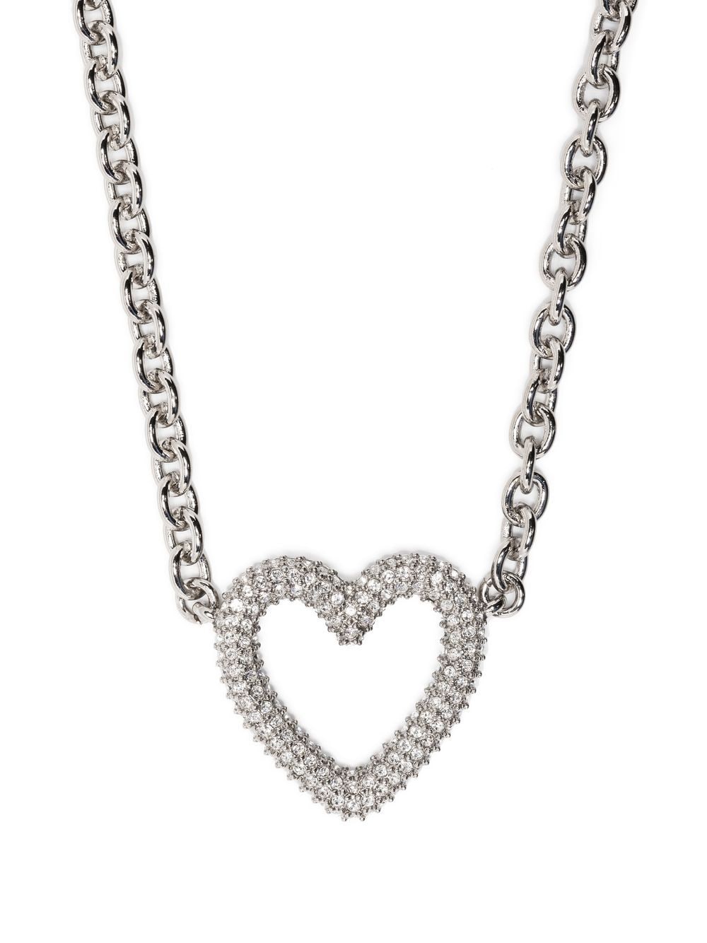 MACH & MACH heart-shape crystal-embellished necklace - Silver