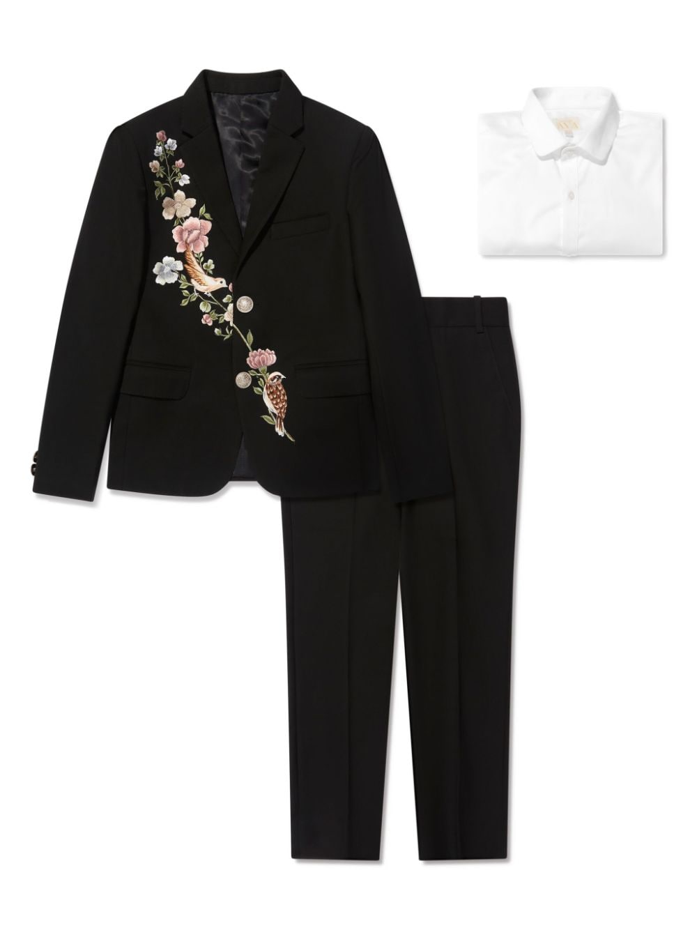 MAISON AVA Olwyn floral-embroidered three-piece suit - Black von MAISON AVA