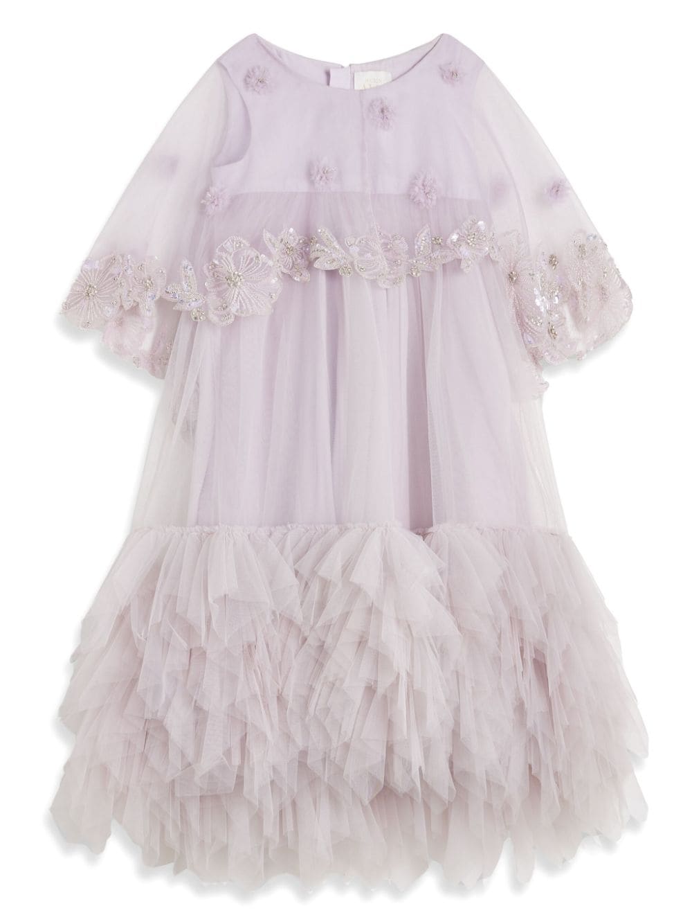 MAISON AVA floral-appliquétulle-overlay dress - Pink von MAISON AVA