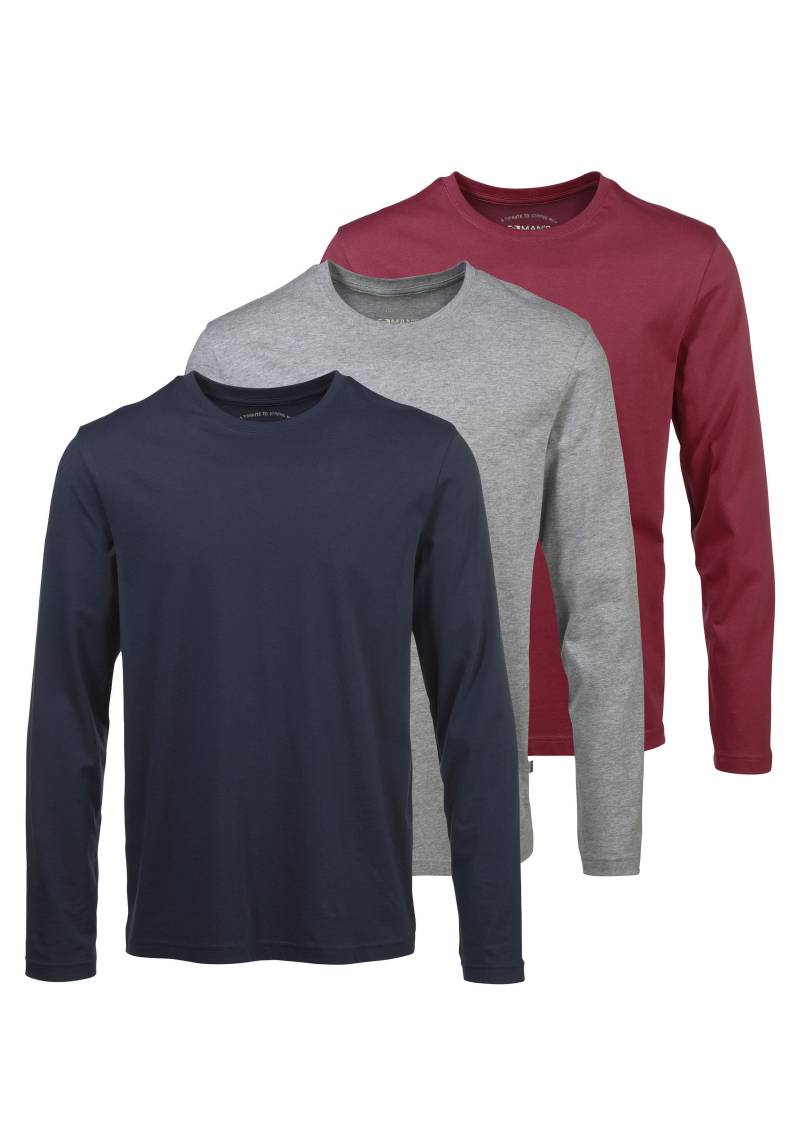 Man's World Langarmshirt »neue Farbe !«, (3er-Pack), Langarm, unifarben, aus Baumwolle, im 3er-Pack von Man's World