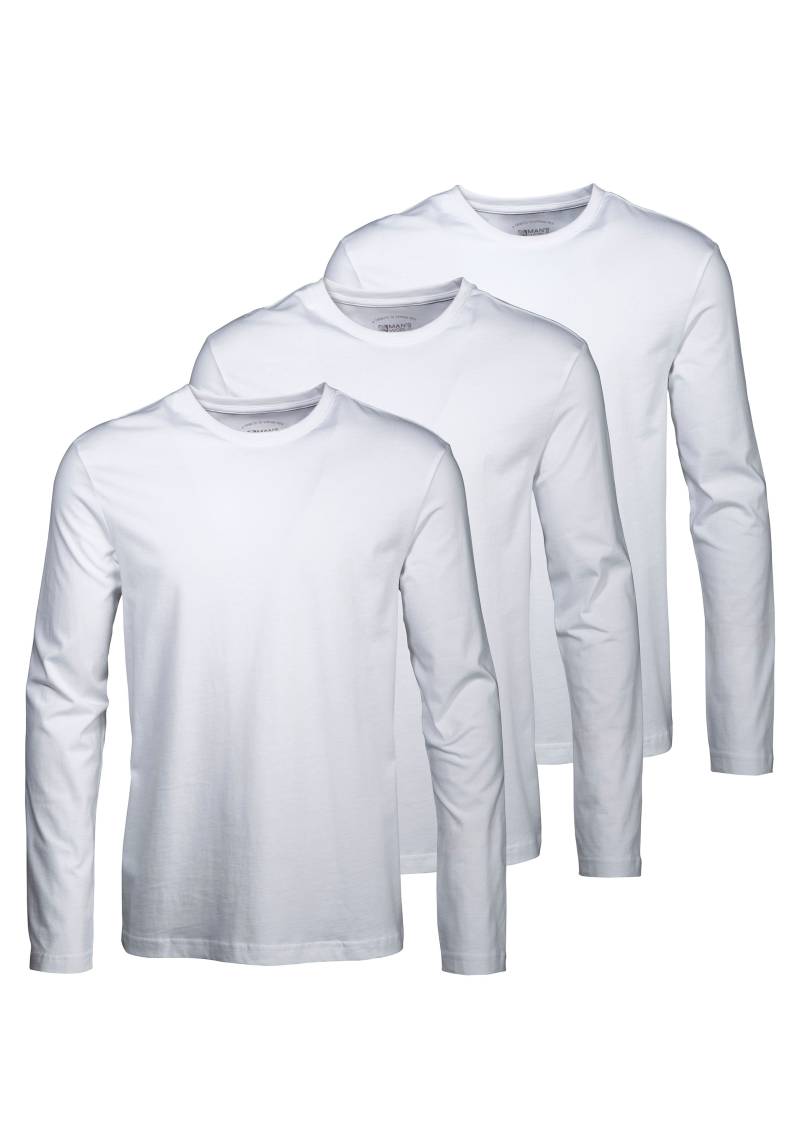 Man's World Langarmshirt »neue Farbe !«, (3er-Pack), Langarm, unifarben, aus Baumwolle, im 3er-Pack von Man's World