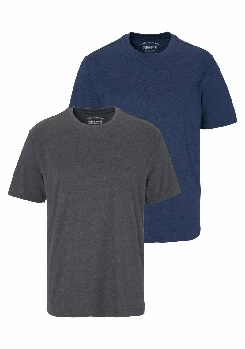 Man's World Rundhalsshirt, (2er-Pack), Kurzarm, Basic-Stil, aus Baumwollmischung, 2er-Pack von Man's World