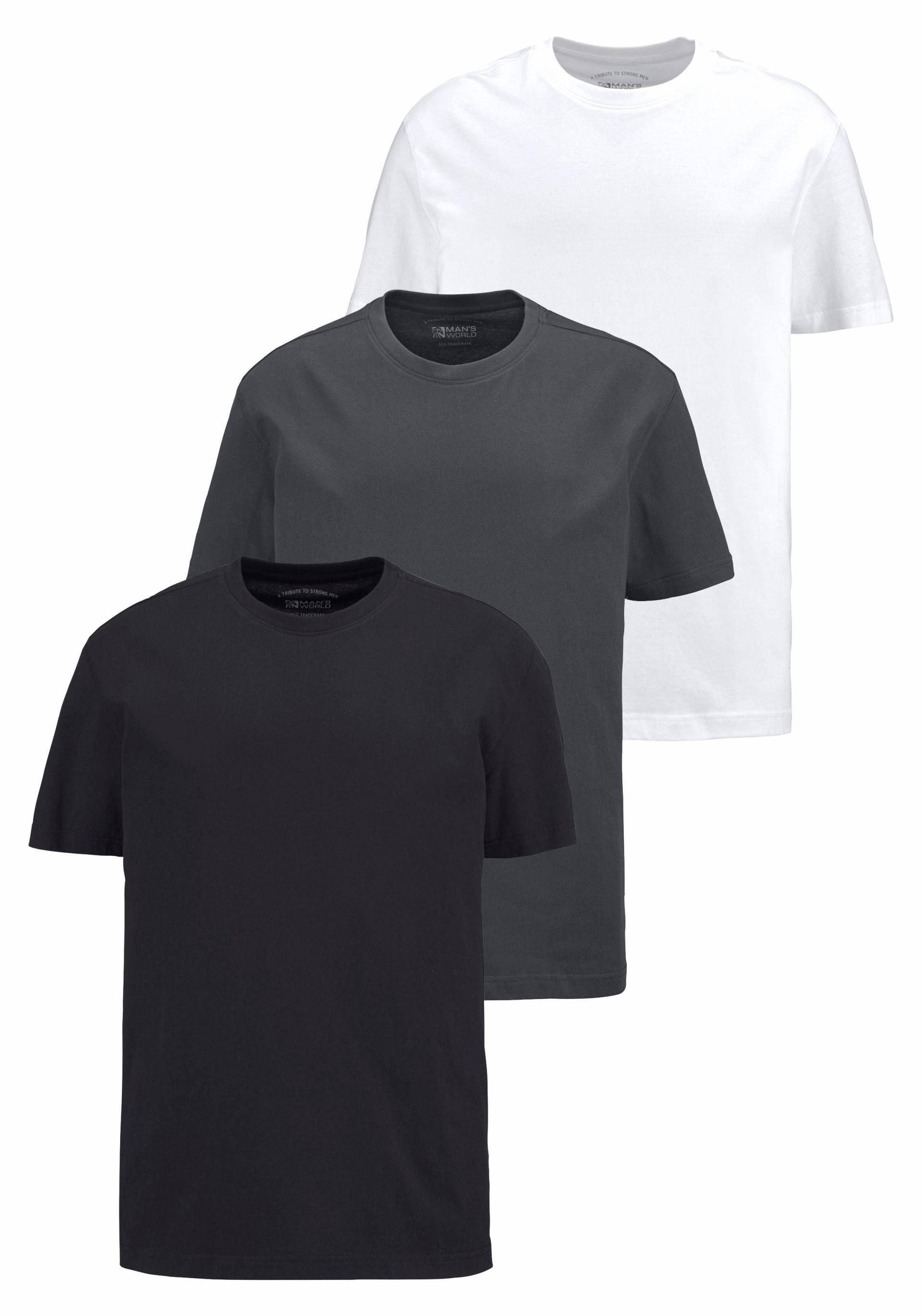 Man's World T-Shirt, (Packung, 3 tlg., 3er-Pack), Basic Farben von Man's World