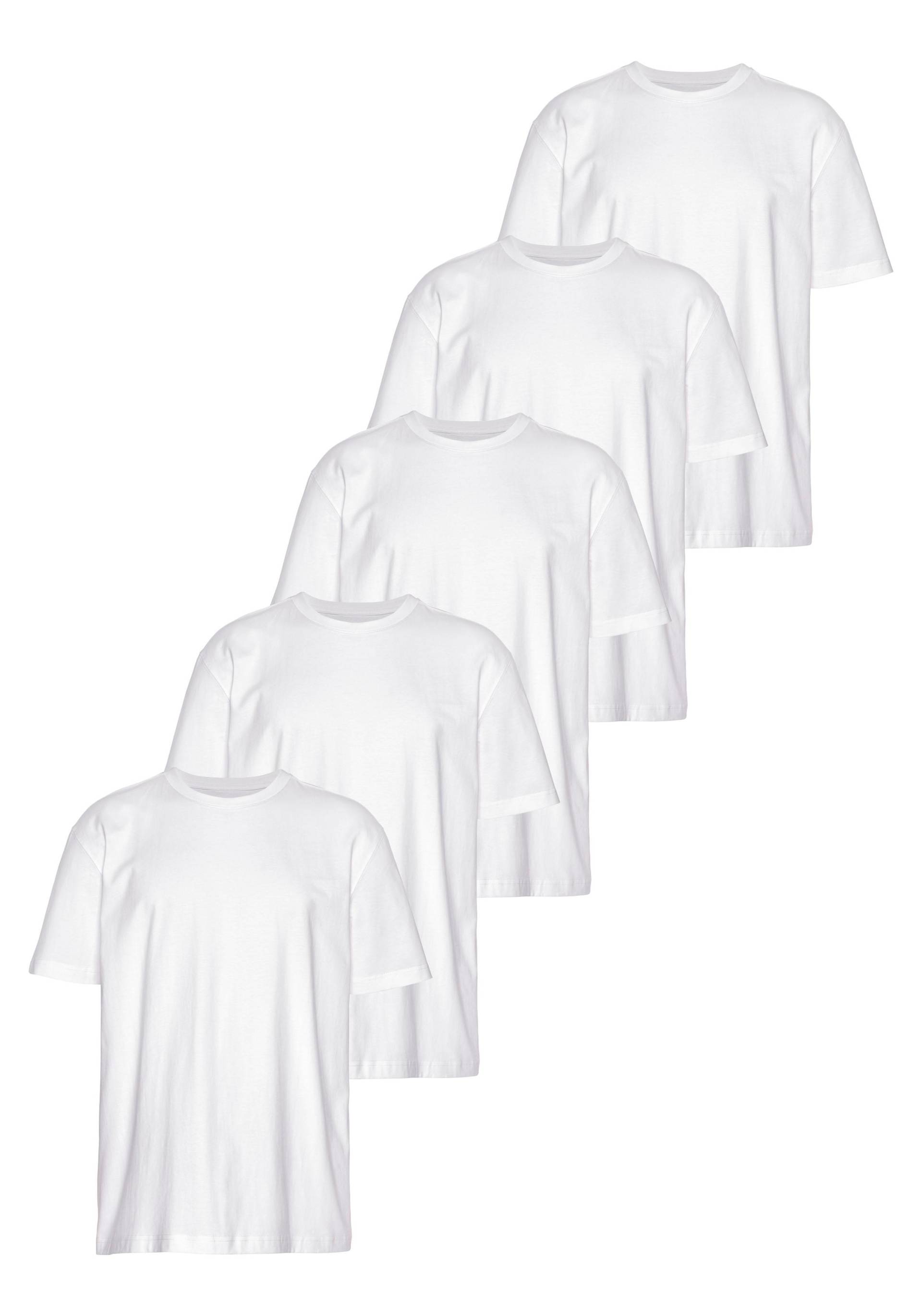 Man's World Rundhalsshirt, (5er-Pack), Kurzarm, Regular Fit, unifarben, Rundhals, aus Baumwolle von Man's World
