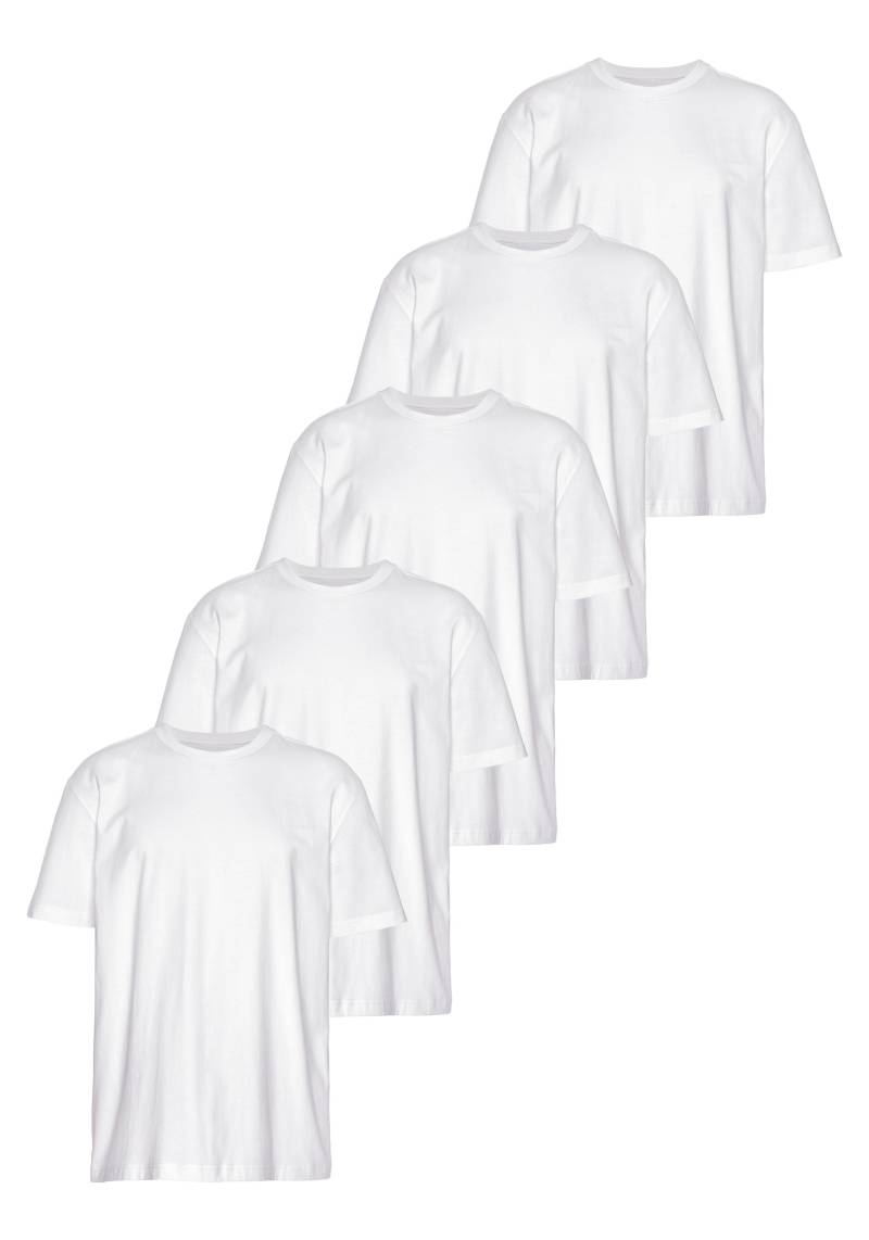 Man's World Rundhalsshirt, (5er-Pack), Kurzarm, Regular Fit, unifarben, Rundhals, aus Baumwolle von Man's World
