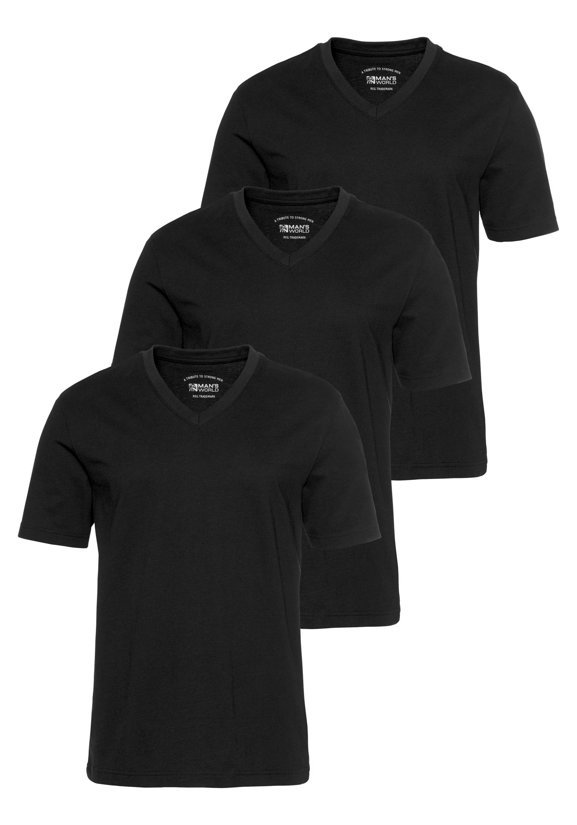 Man's World V-Shirt, (Packung, 3 tlg., 3er-Pack), Kurzarm, aus Baumwolle von Man's World