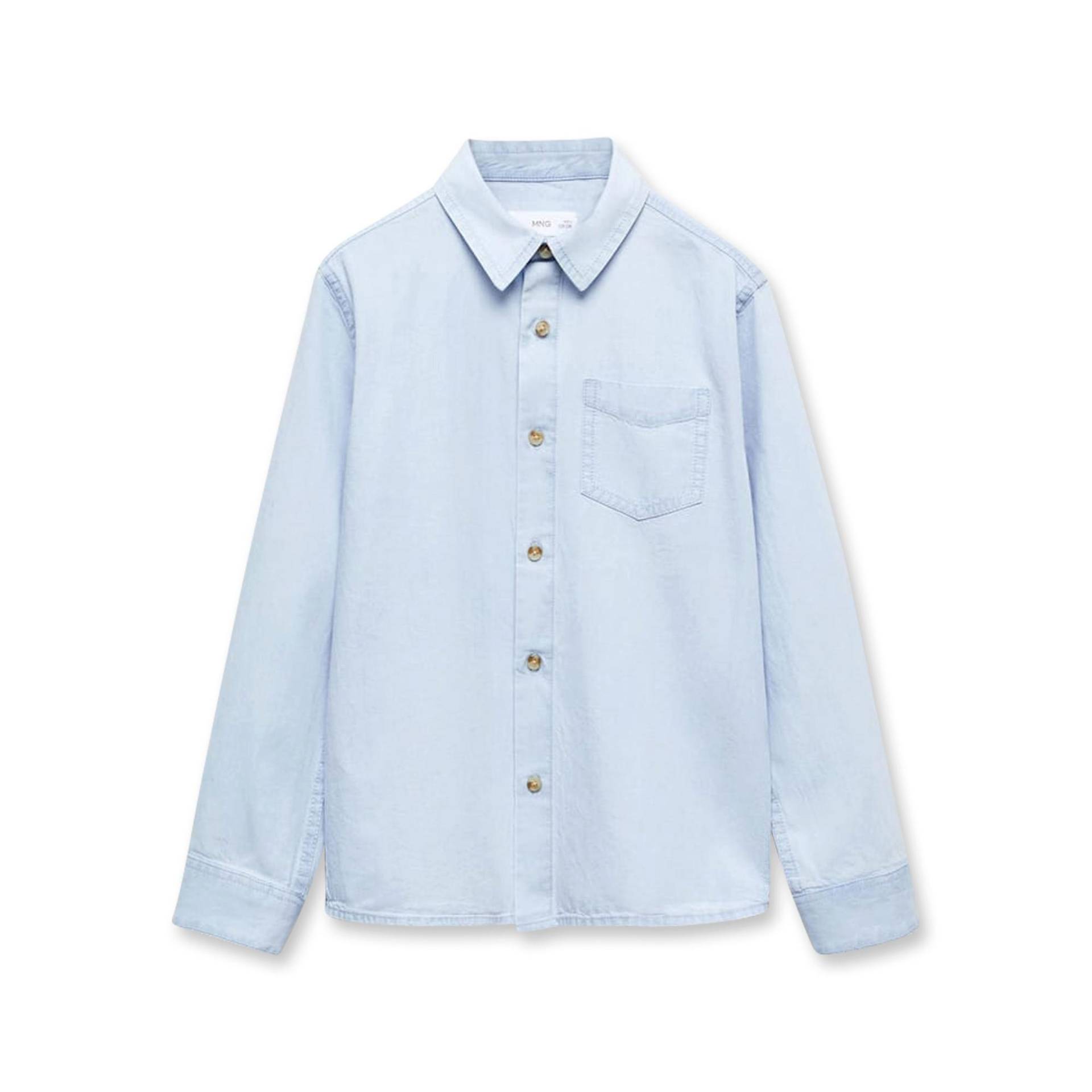 Jeanshemd, Langarm Jungen Bleached Blau 10A von MANGO Kids