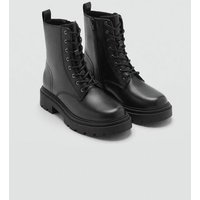 Geschnürte Lederstiefeletten mit Tracksohle von MANGO TEEN