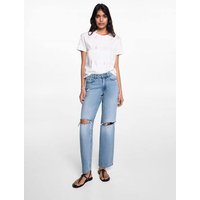 Gerade Jeans mit mittelhohem Bund und Rissen von MANGO TEEN