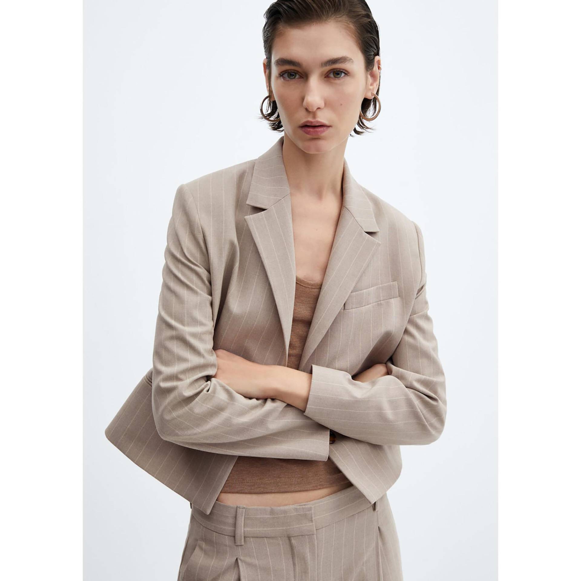 Blazer Damen Beige L von MANGO