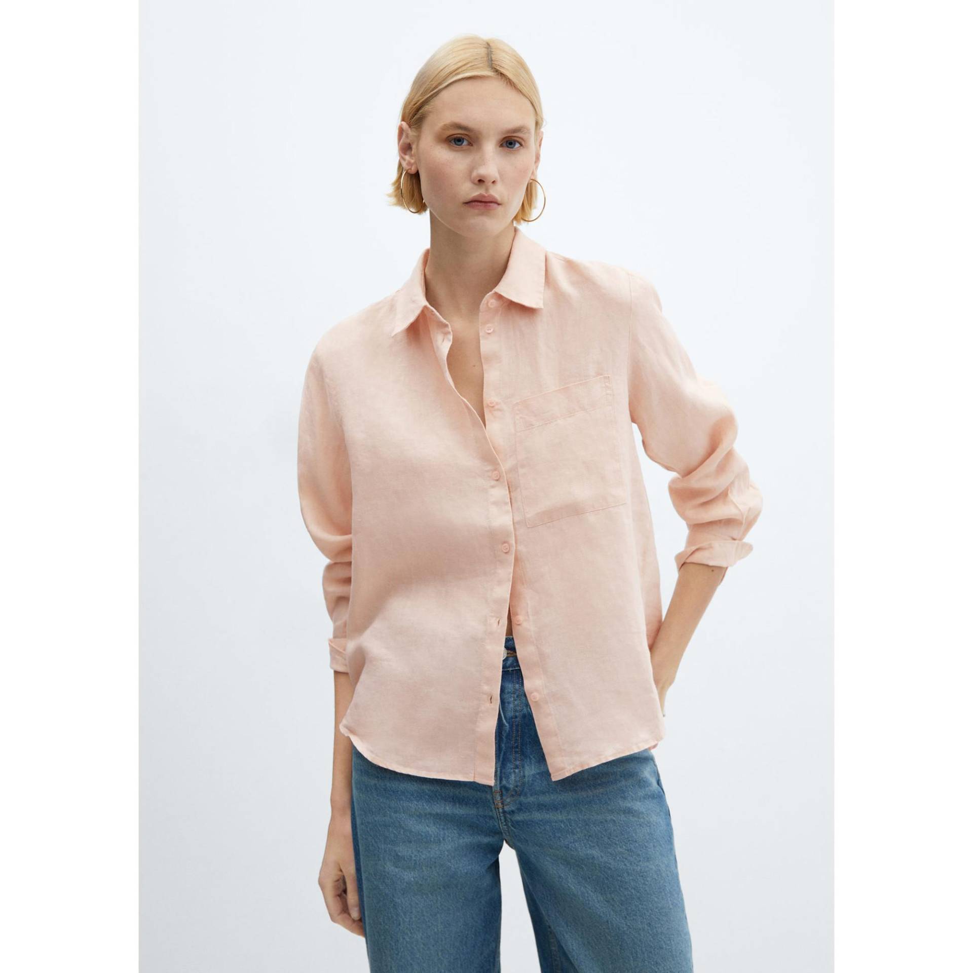 Shirt, Langarm Damen Altrosa M von MANGO