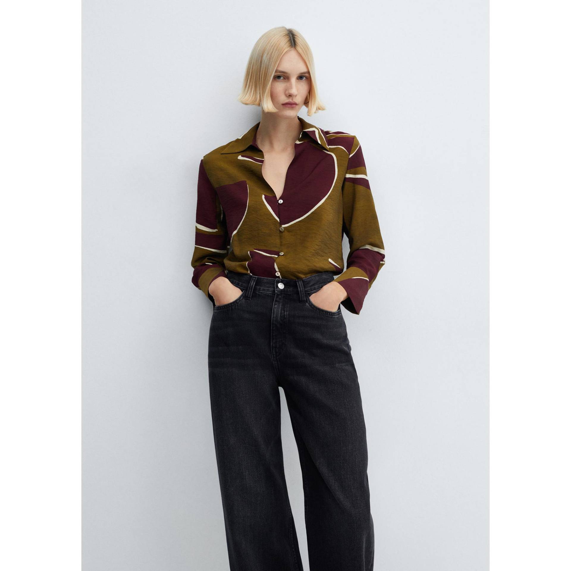 Shirt, Langarm Damen Bordeaux S von MANGO