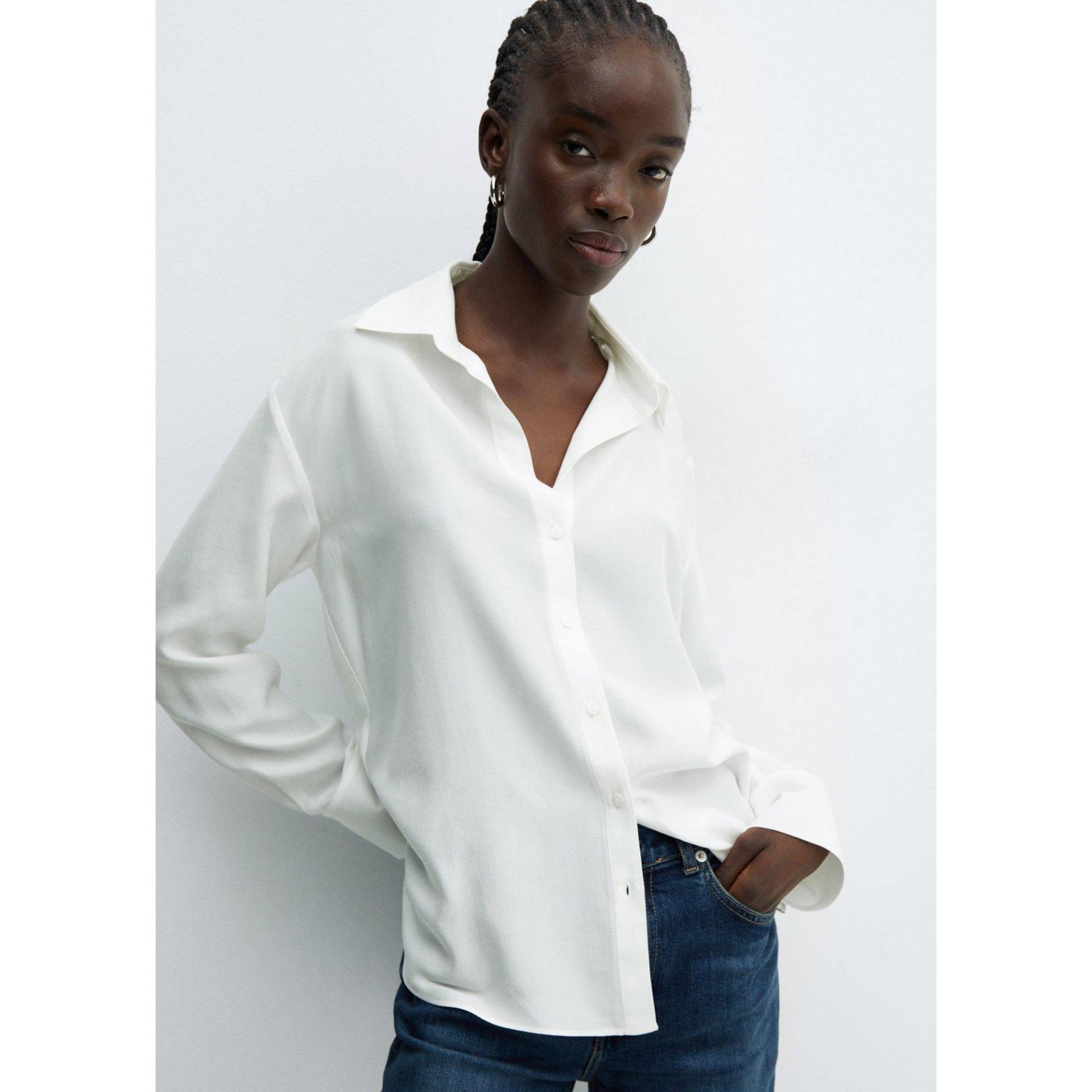 Shirt, Langarm Damen Ecru L von MANGO