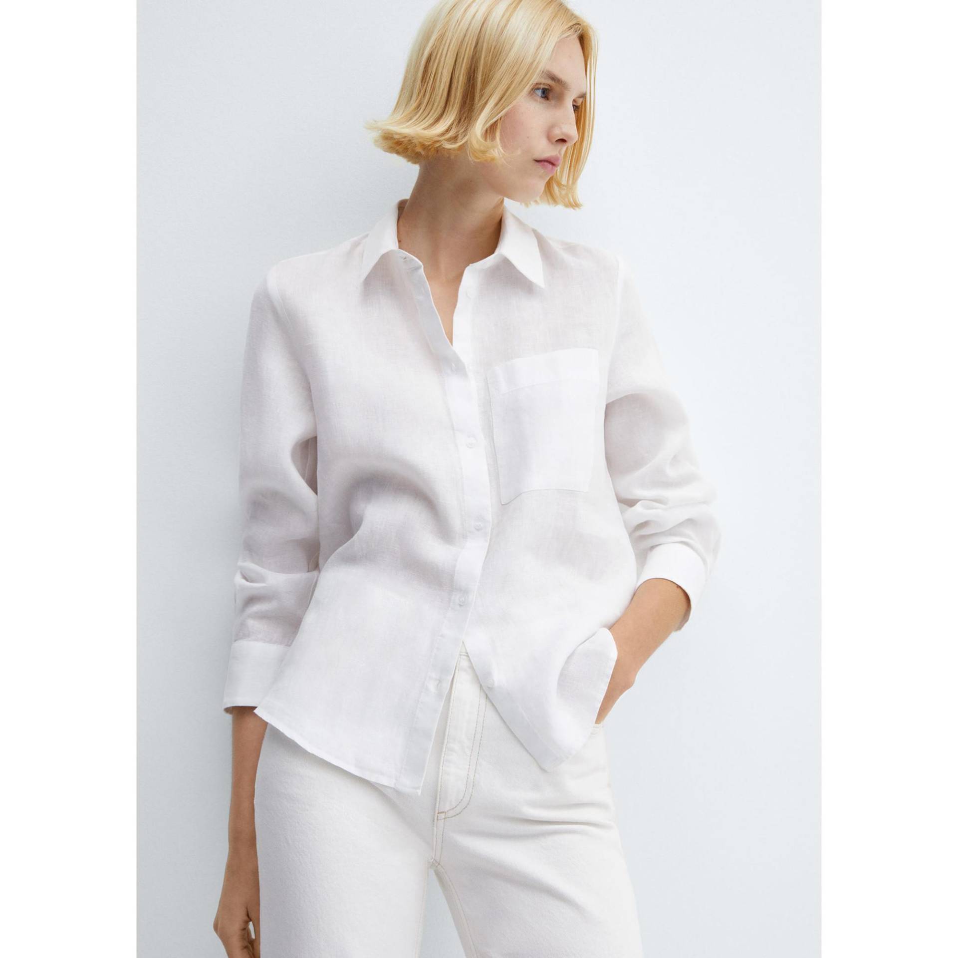 Shirt, Langarm Damen Ecru XS von MANGO