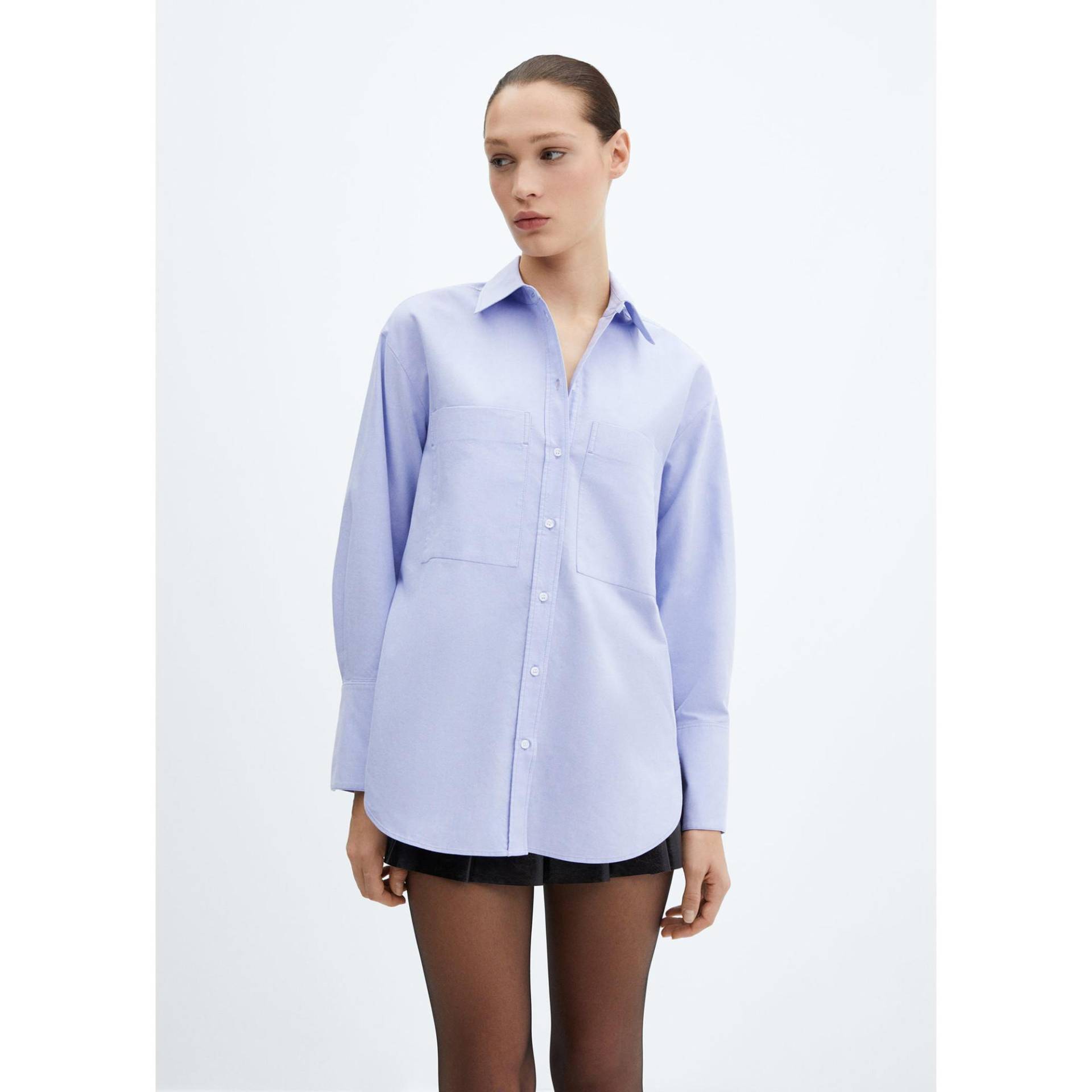 Shirt, Langarm Damen Saphirblau S von MANGO