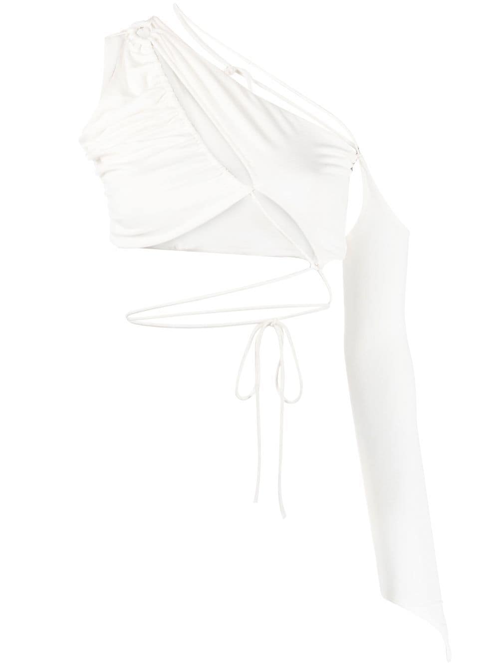 MANURI Giuly asymmetric crop top - White von MANURI