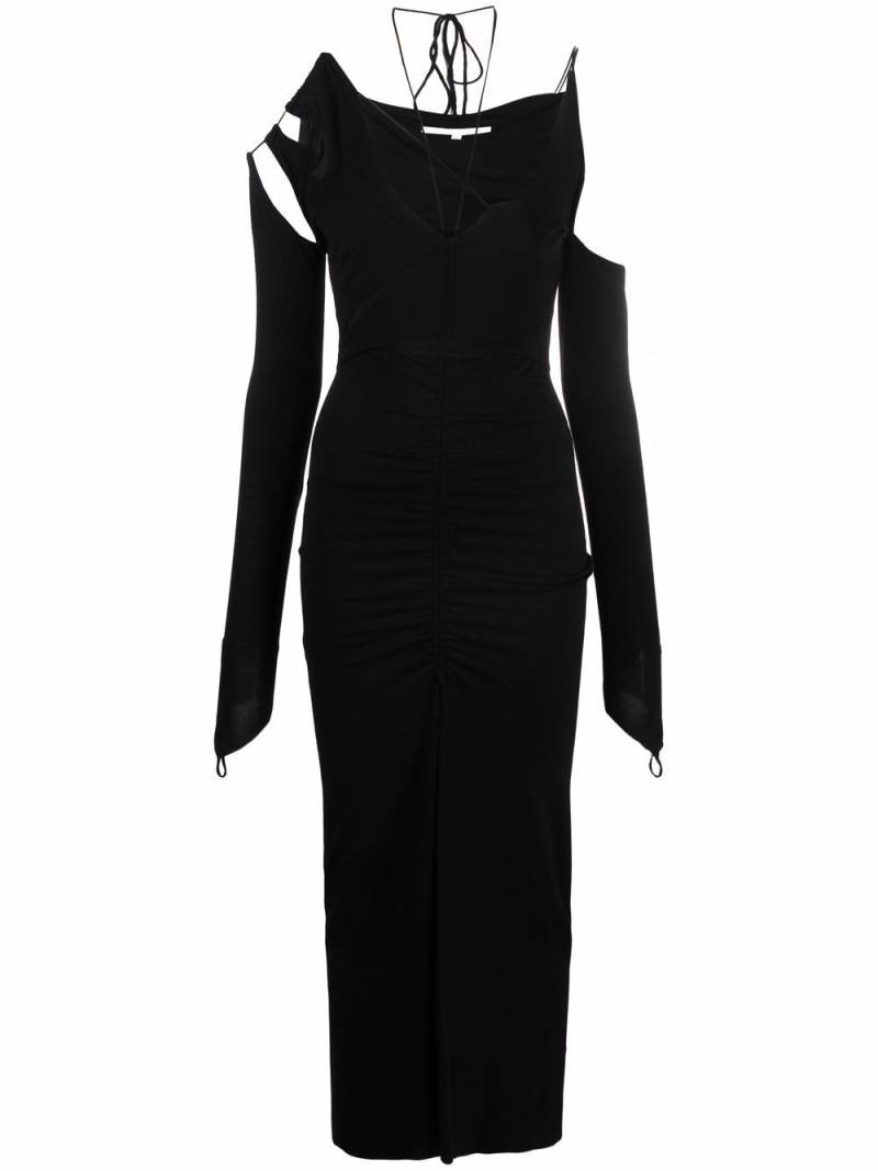 MANURI cut-out strap-detail fitted long dress - Black von MANURI