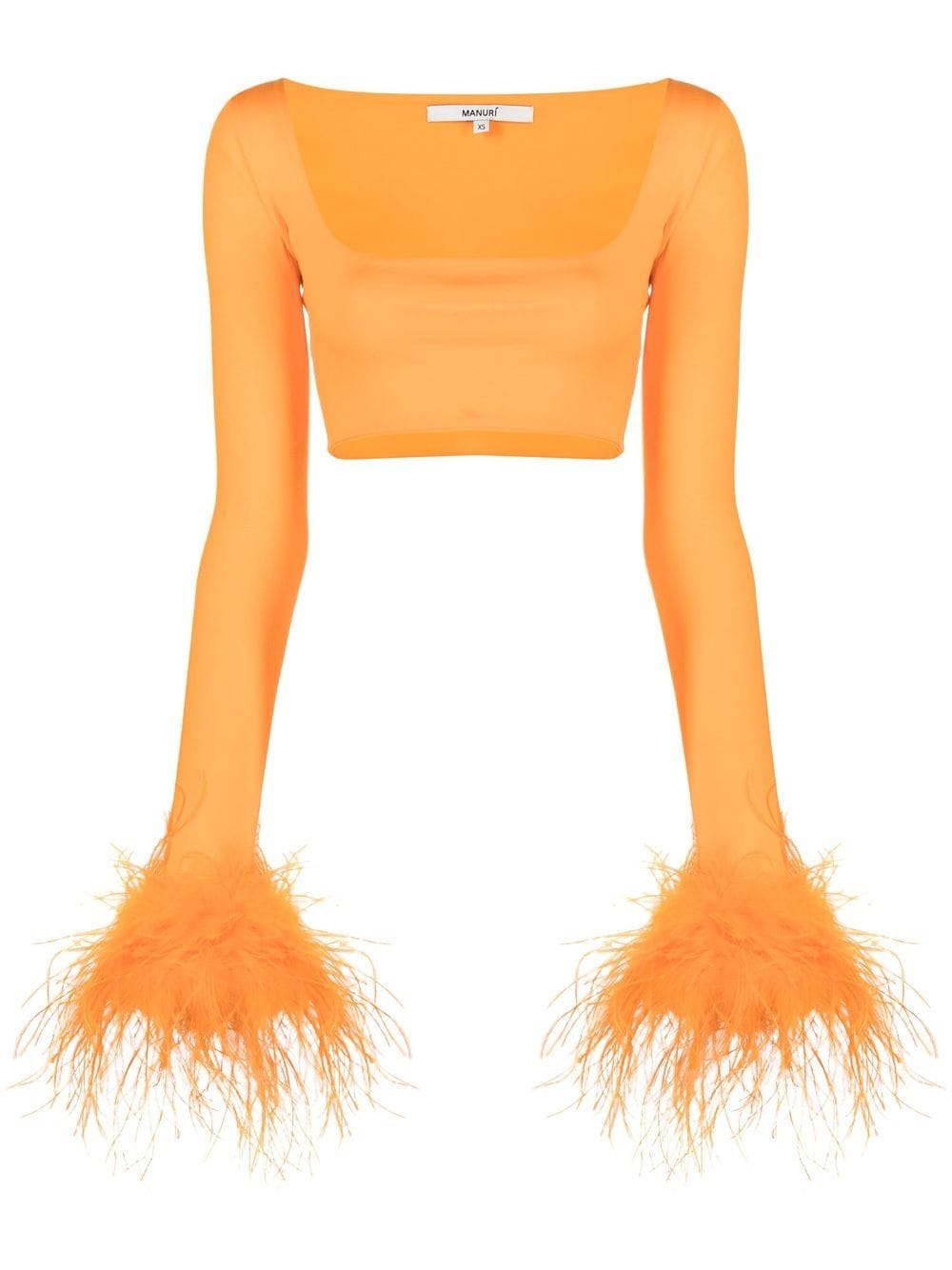 MANURI feather-cuff crop top - Orange von MANURI