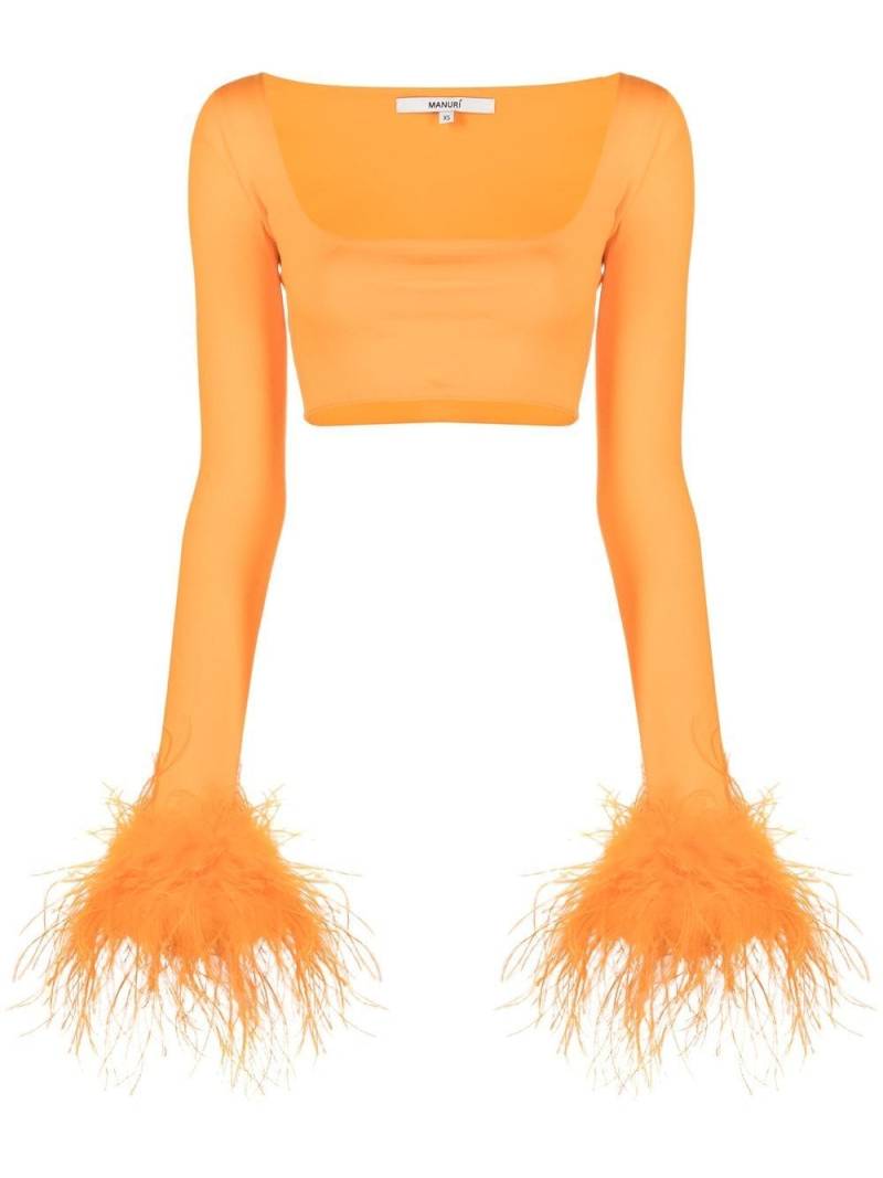 MANURI feather-cuff crop top - Orange von MANURI