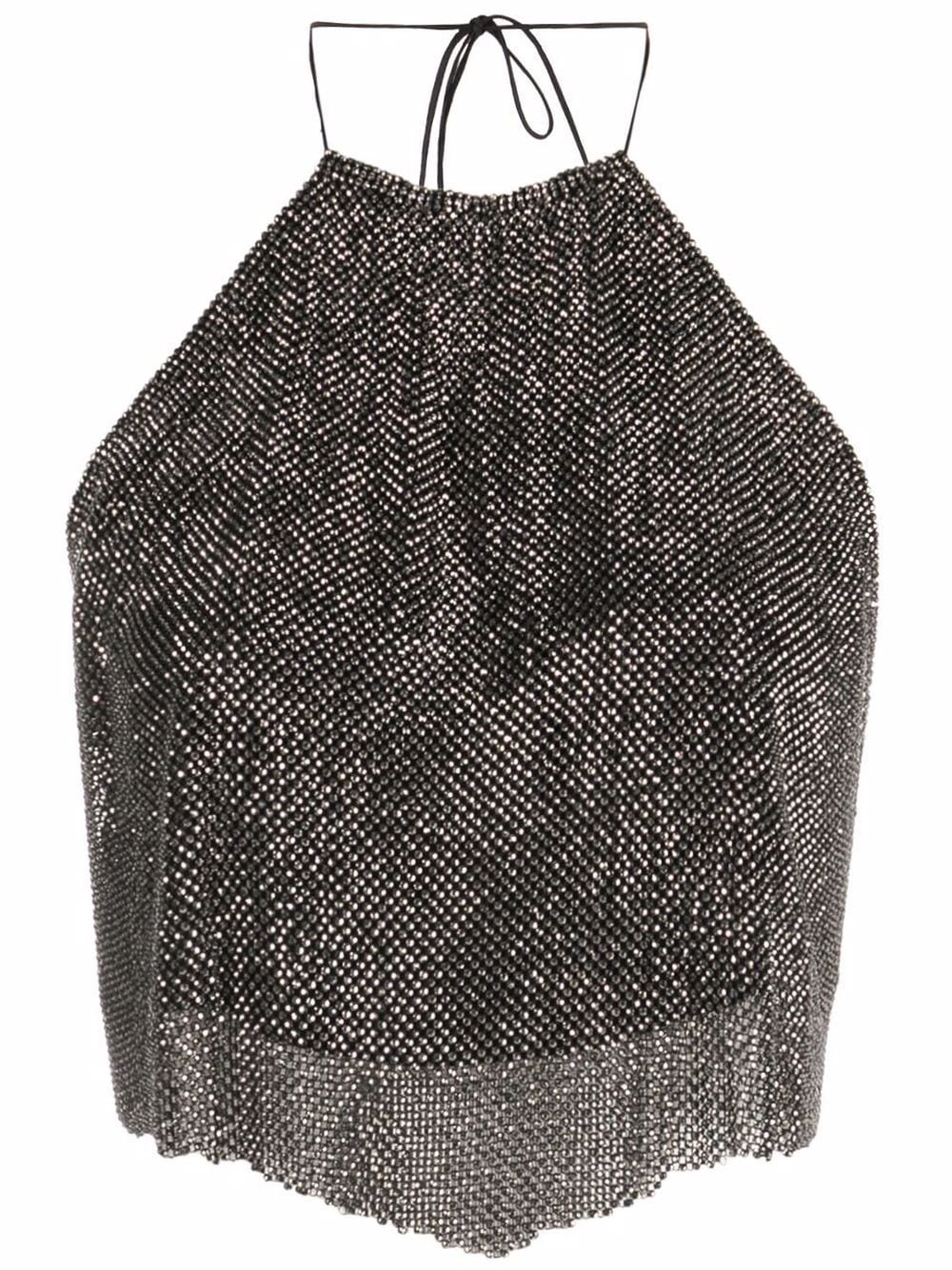 MANURI metallic halterneck backless blouse - Grey von MANURI