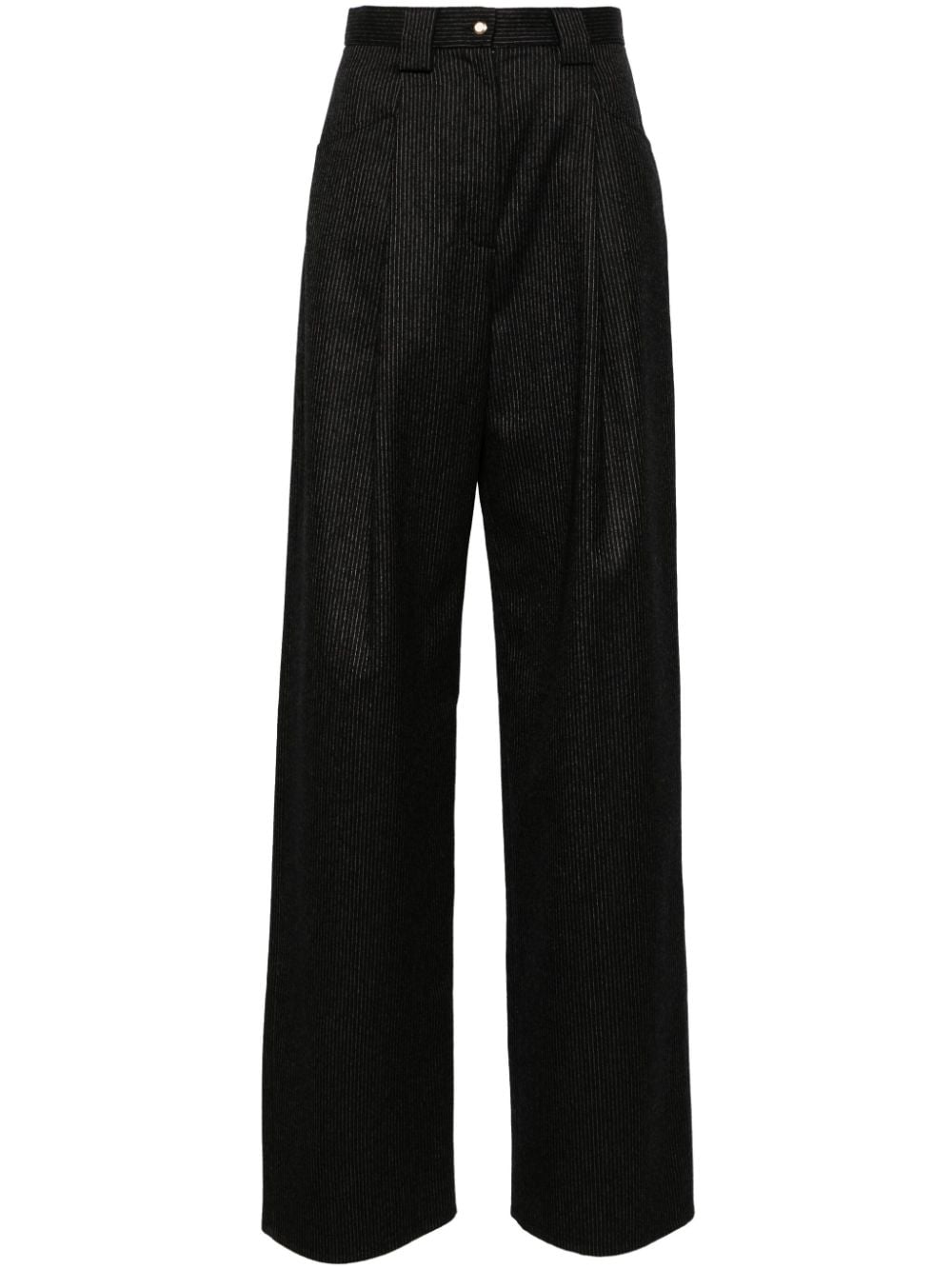 MANURI pinstriped straight-leg trousers - Black von MANURI