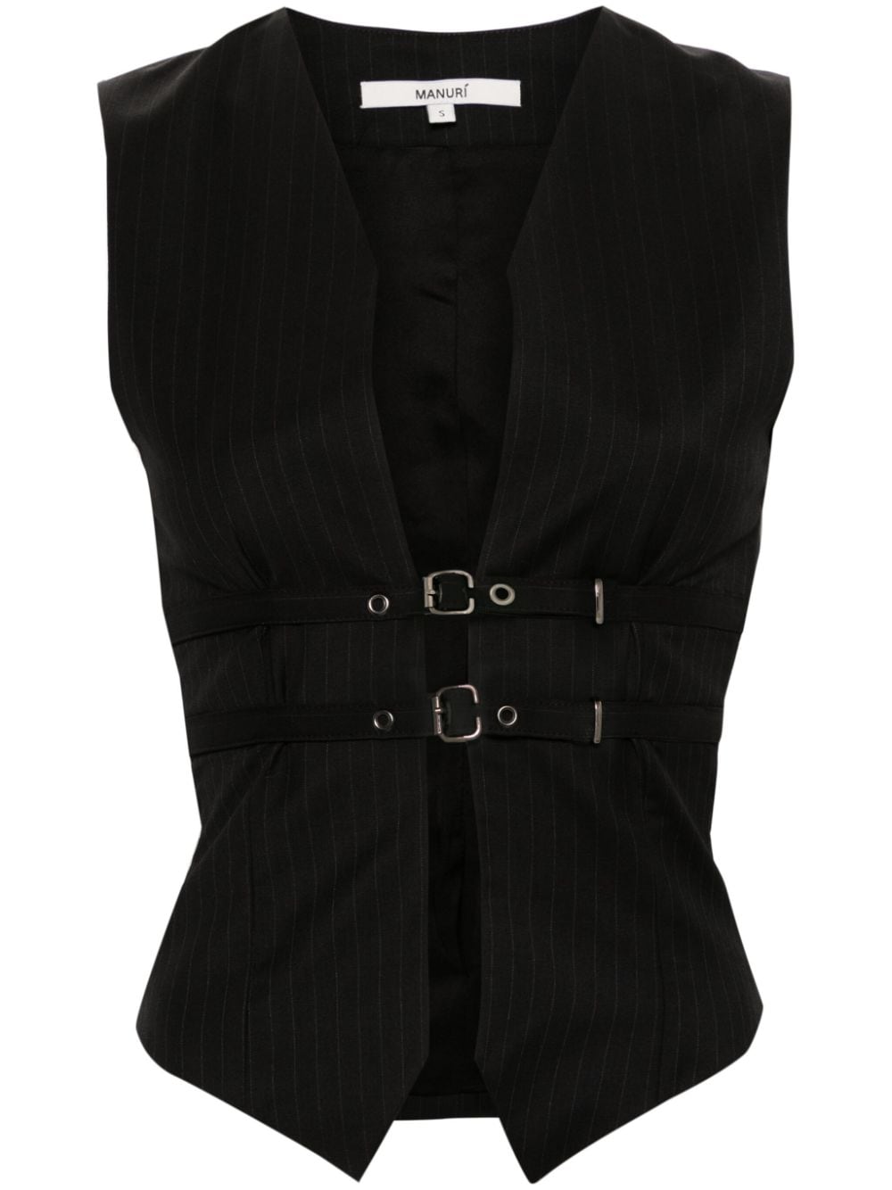 MANURI pinstriped wool vest - Black von MANURI