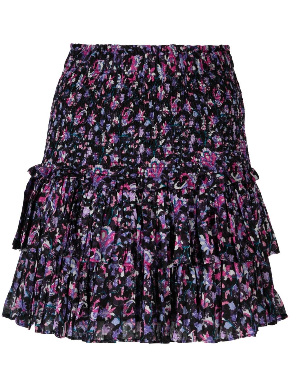 MARANT ÉTOILE Naomi floral-print ruffled miniskirt - Black von MARANT ÉTOILE