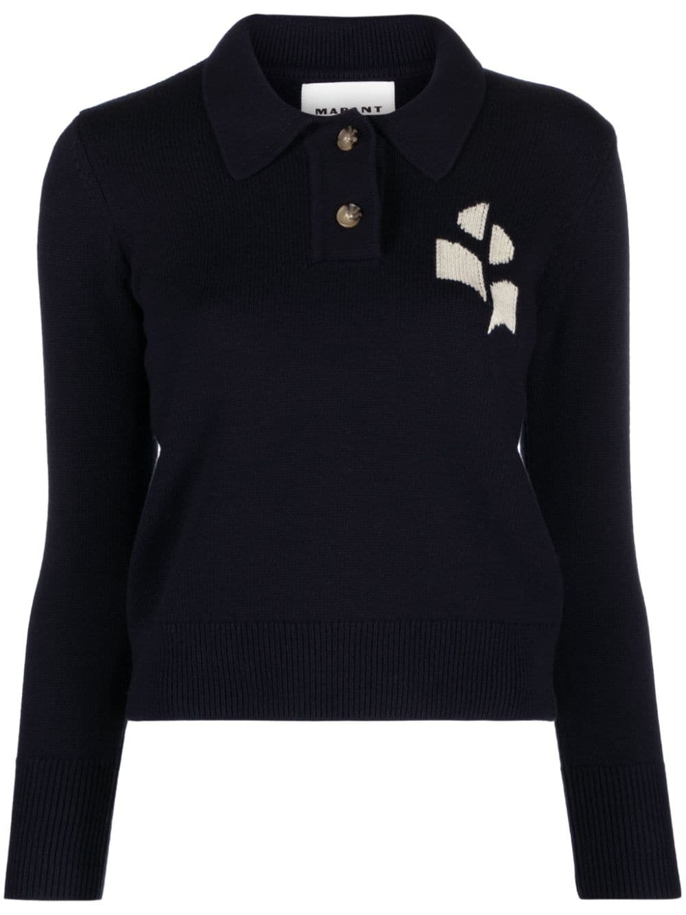 MARANT ÉTOILE Nola intarsia-logo polo top - Blue von MARANT ÉTOILE