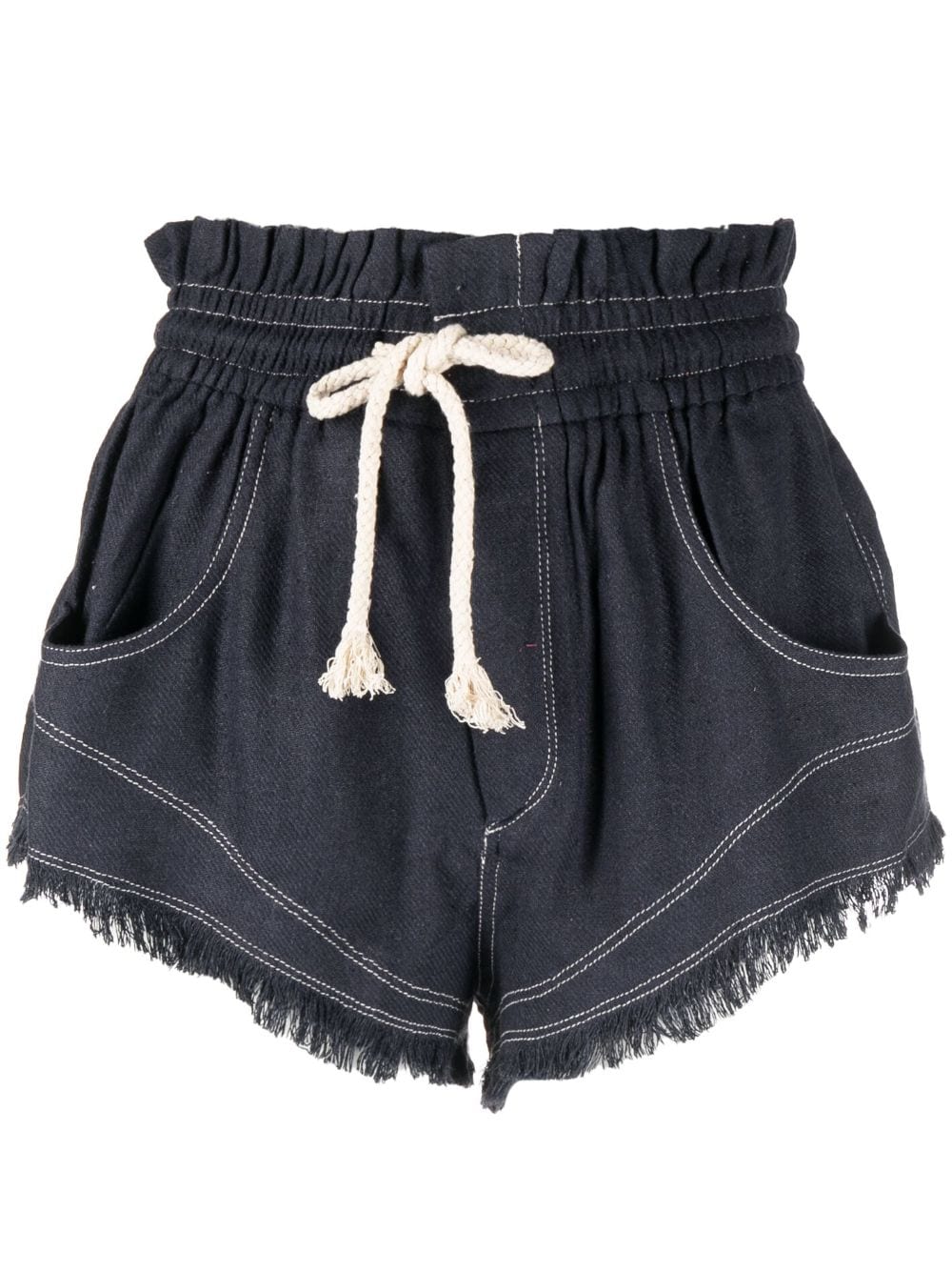 MARANT ÉTOILE drawstring frayed silk shorts - Black von MARANT ÉTOILE