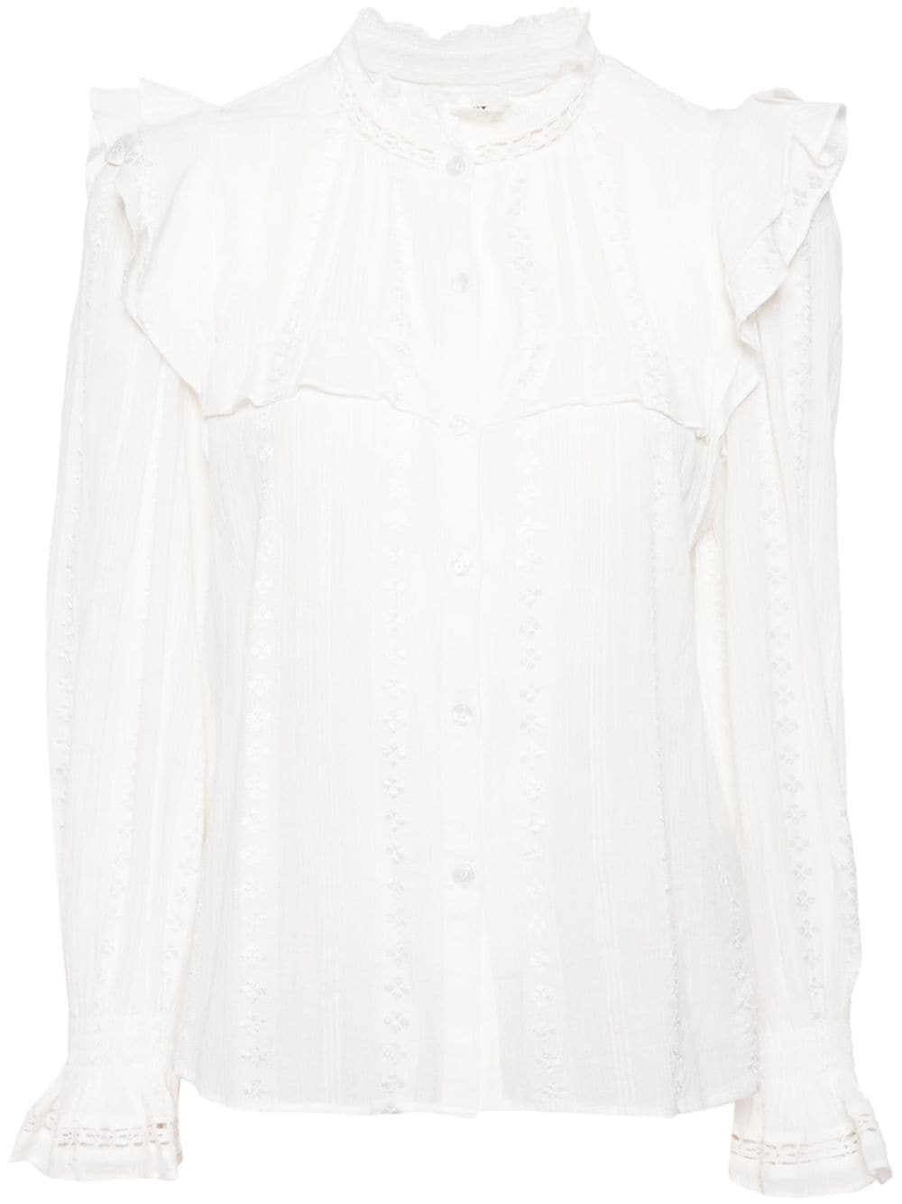MARANT ÉTOILE embroidered-trim ruffle blouse - White von MARANT ÉTOILE