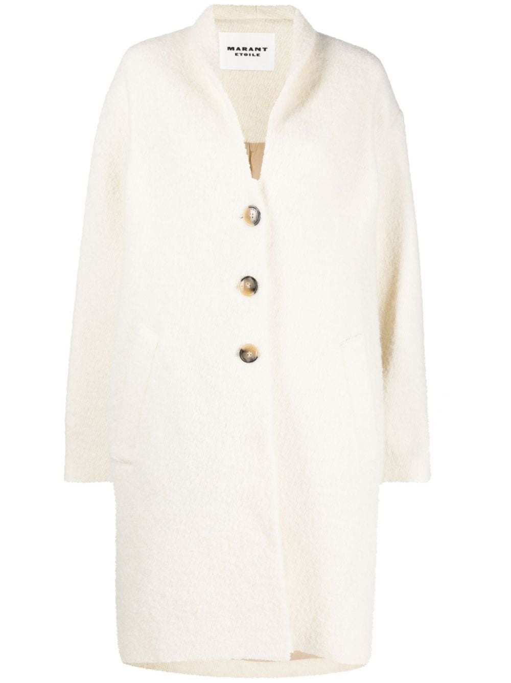 MARANT ÉTOILE fine-knit single breasted coat - White von MARANT ÉTOILE