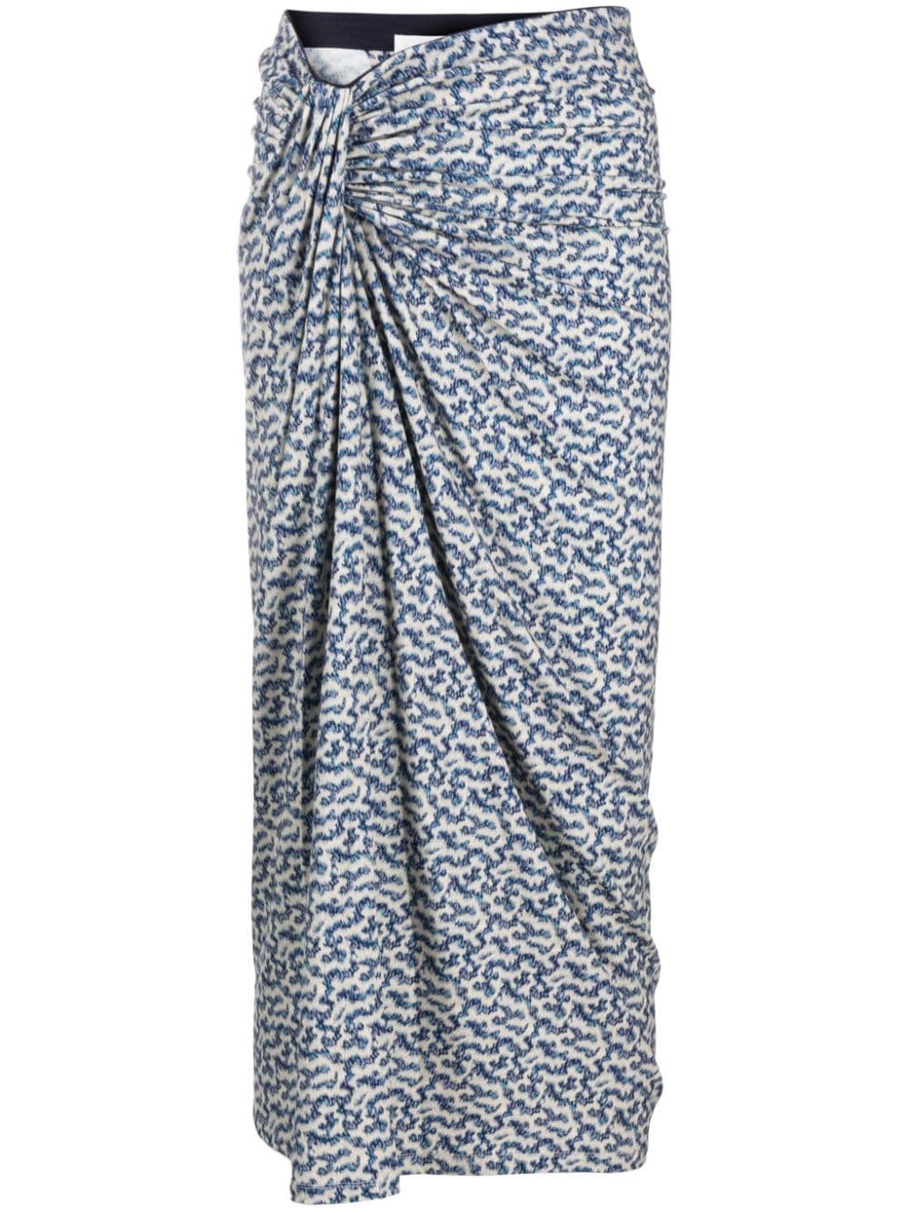 MARANT ÉTOILE graphic-print draped midi skirt - Blue von MARANT ÉTOILE
