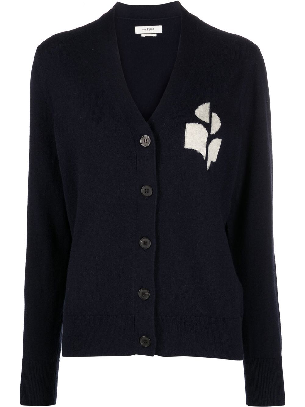 MARANT ÉTOILE intarsia-logo V-neck cardigan - Blue von MARANT ÉTOILE