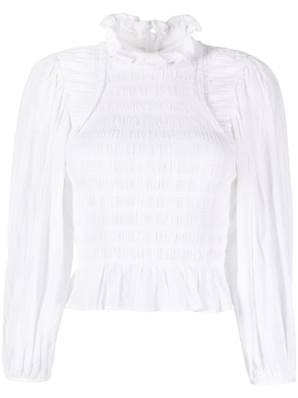 MARANT ÉTOILE shirred cotton-blend blouse - White von MARANT ÉTOILE