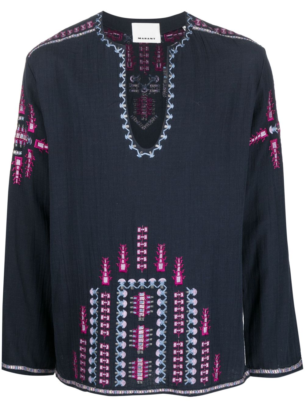 MARANT Ilya geometric-embroidery shirt - Blue von MARANT