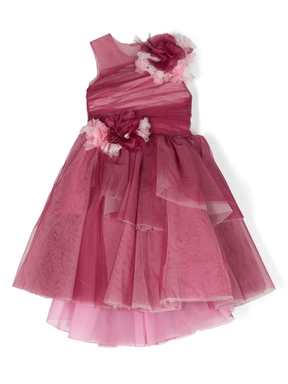 MARCHESA KIDS COUTURE floral-appliqué gathered silk dress - Pink von MARCHESA KIDS COUTURE