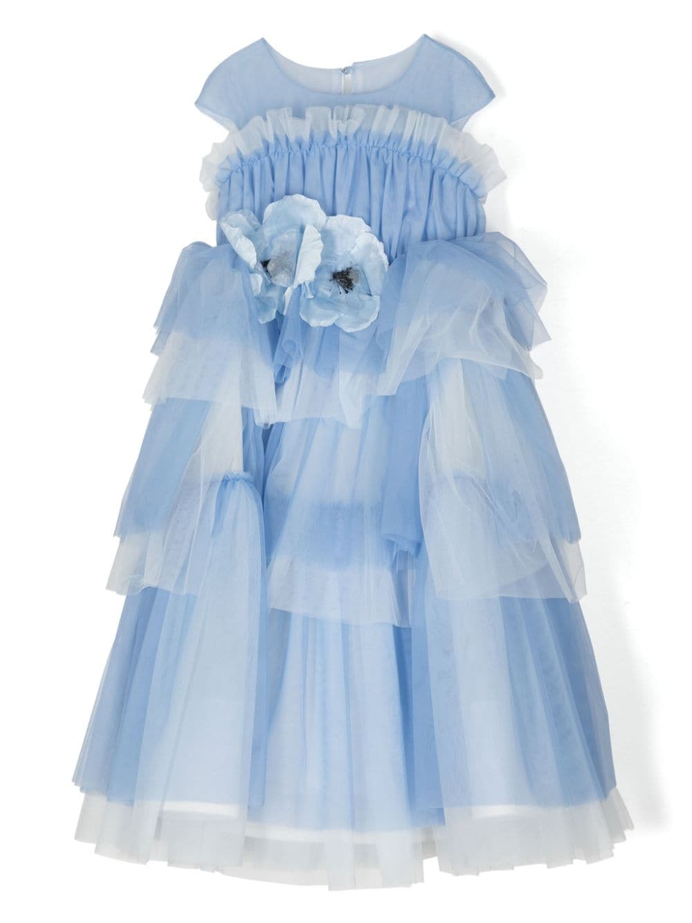 MARCHESA KIDS COUTURE floral-appliqué ruffled dress - Blue von MARCHESA KIDS COUTURE