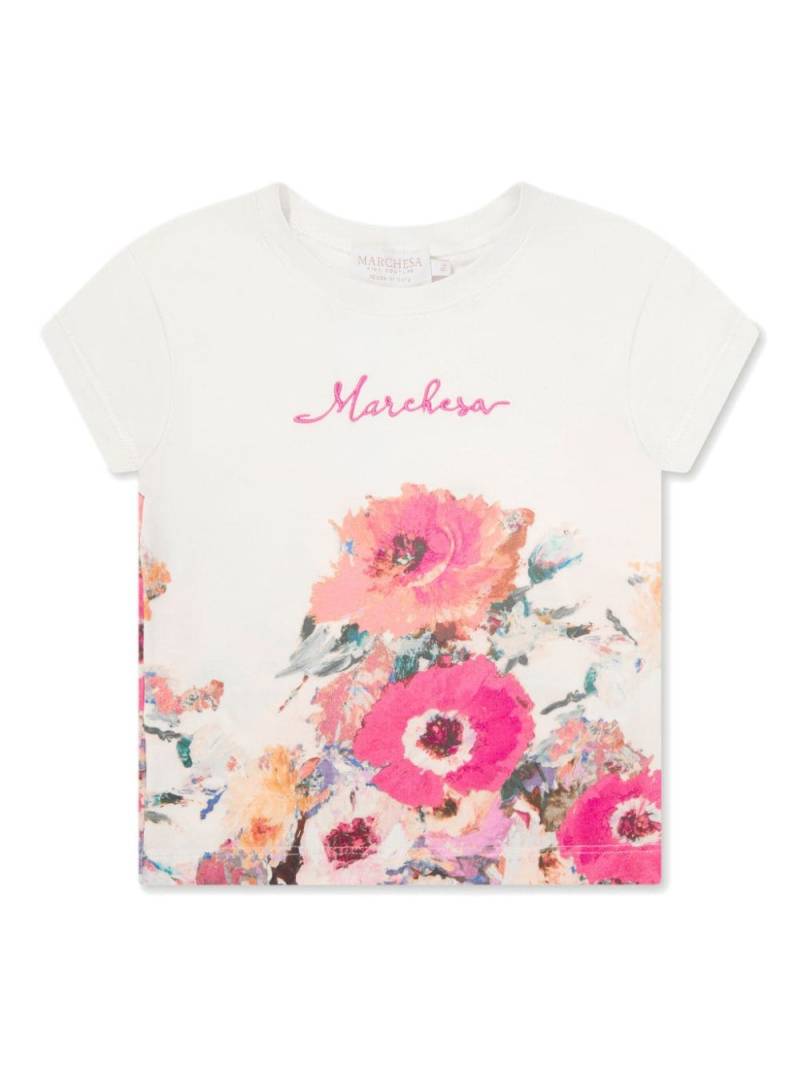 MARCHESA KIDS COUTURE logo-embroidered floral T-shirt - White von MARCHESA KIDS COUTURE