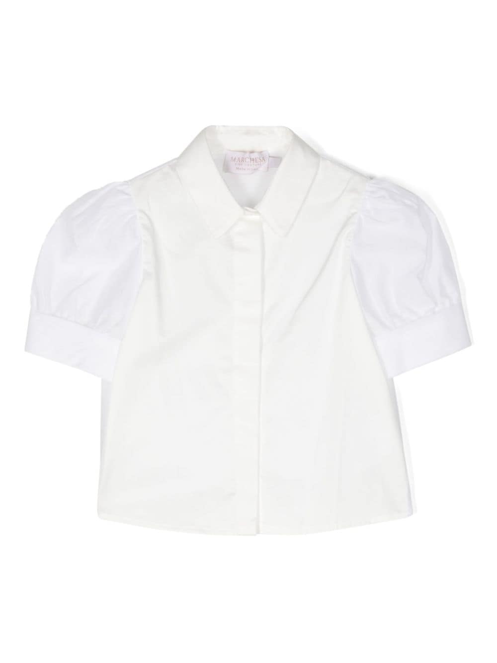 MARCHESA KIDS COUTURE puff-sleeved cotton shirt - Neutrals von MARCHESA KIDS COUTURE