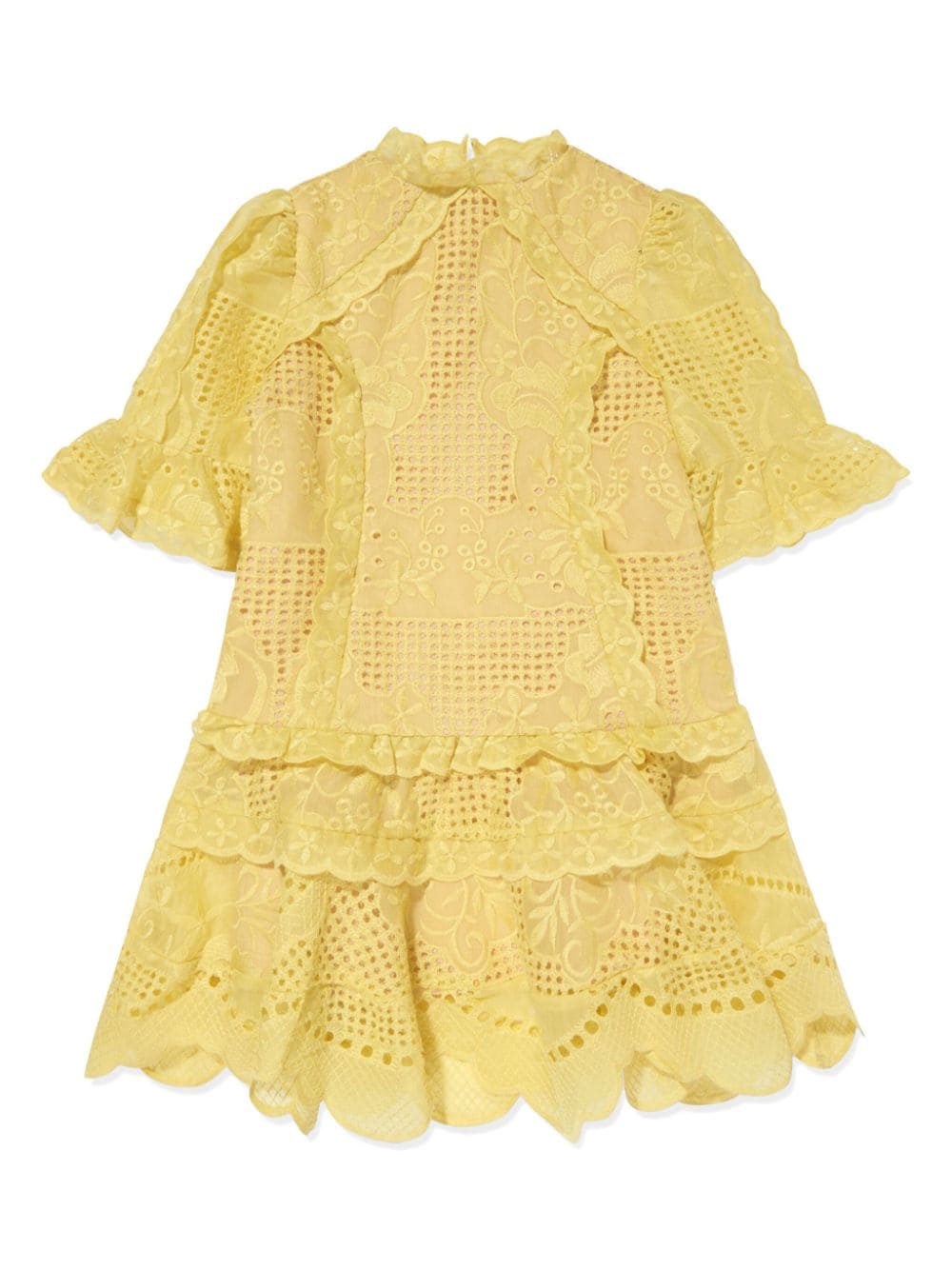 MARLO embroidered crochet tiered dress - Yellow von MARLO