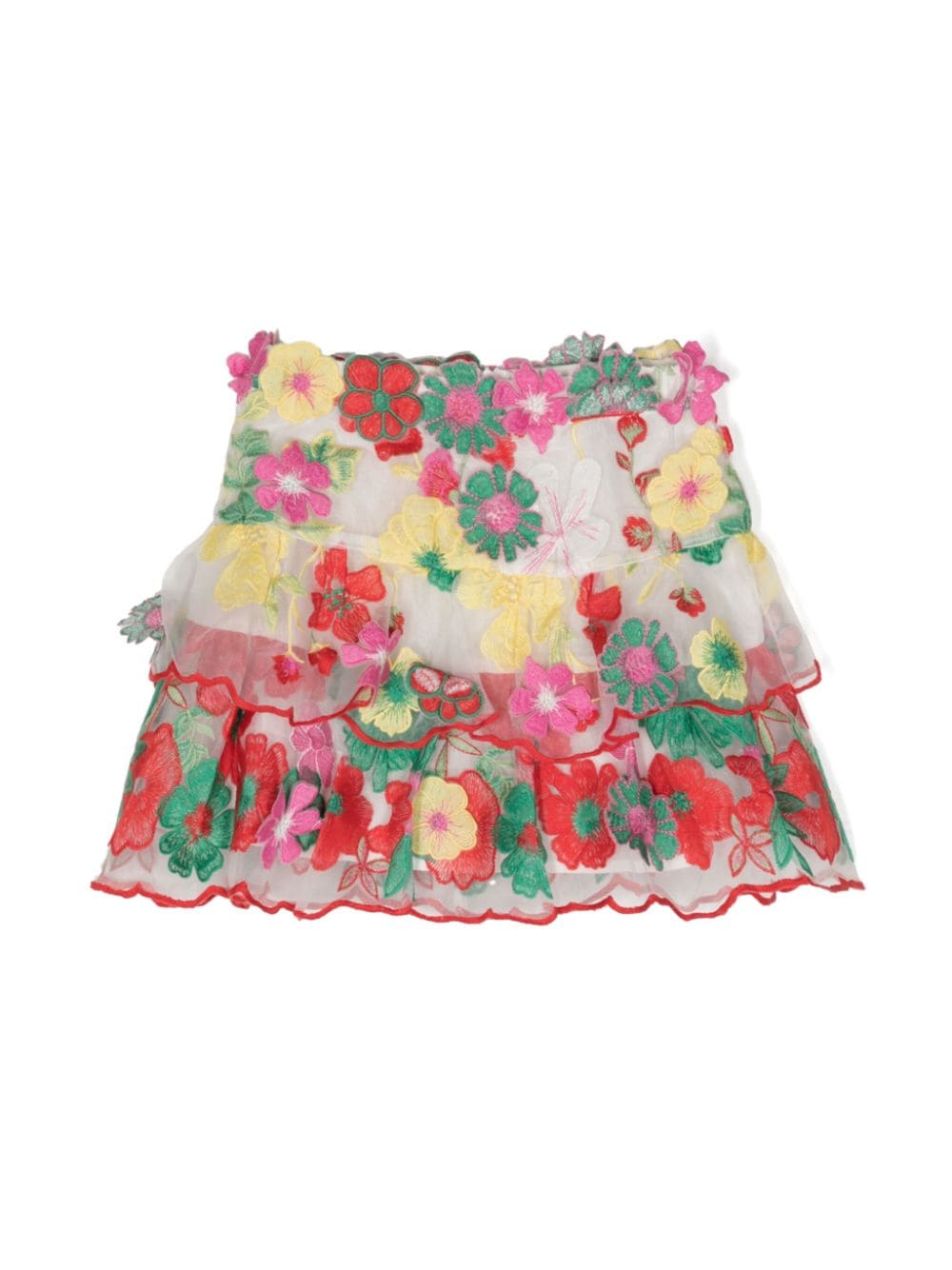 MARLO floral-embroidery tulle-overlay skirt - Multicolour von MARLO