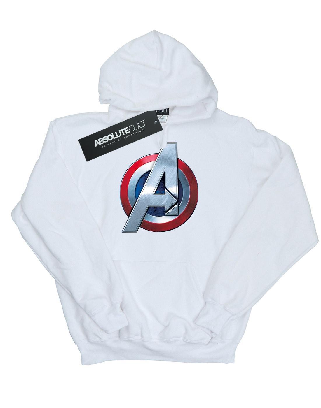 Avengers 3d Logo Kapuzenpullover Unisex Weiss 140/146 von MARVEL