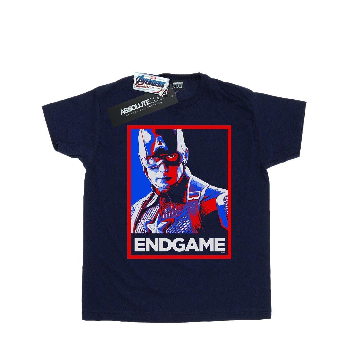 Avengers Endgame Captain America Poster Tshirt Mädchen Marine 152-158 von MARVEL