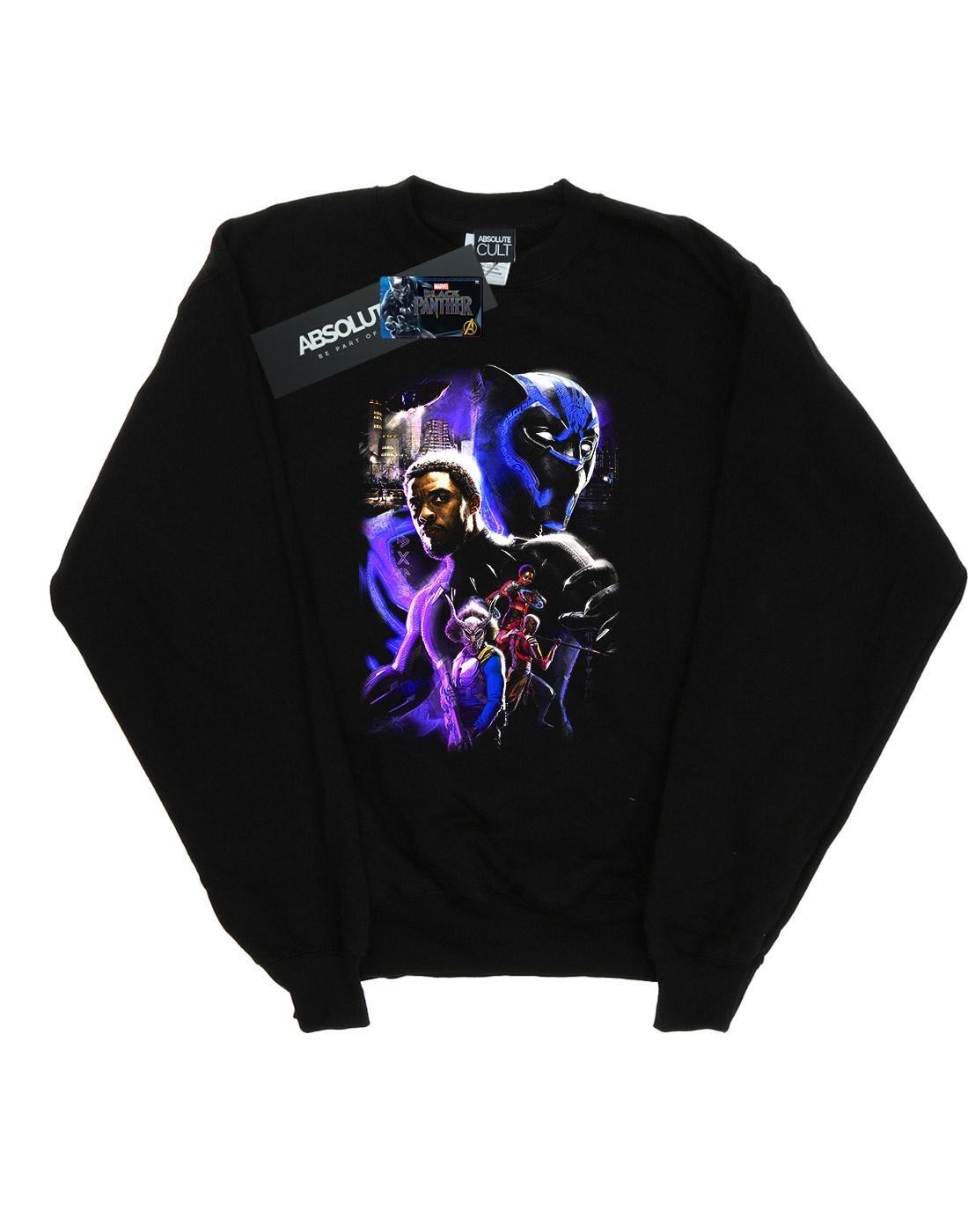Black Panther Character Montage Sweatshirt Damen Schwarz S von MARVEL