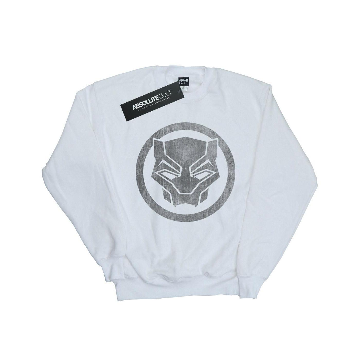 Black Panther Distressed Icon Sweatshirt Mädchen Weiss 128 von MARVEL