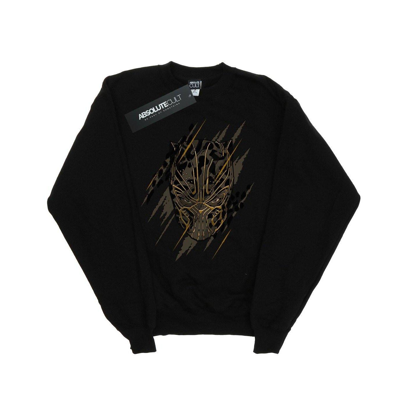 Black Panther Gold Head Sweatshirt Mädchen Schwarz 128 von MARVEL