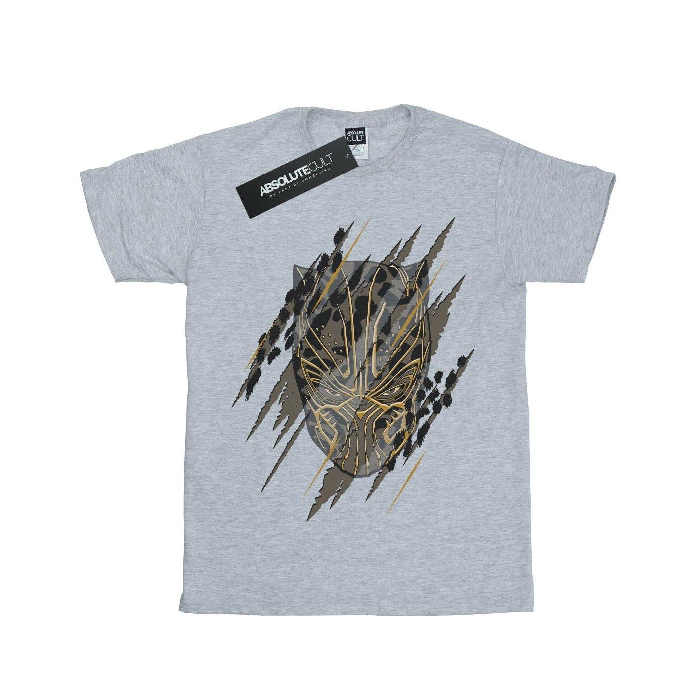 Black Panther Gold Head Tshirt Jungen Grau 128 von MARVEL