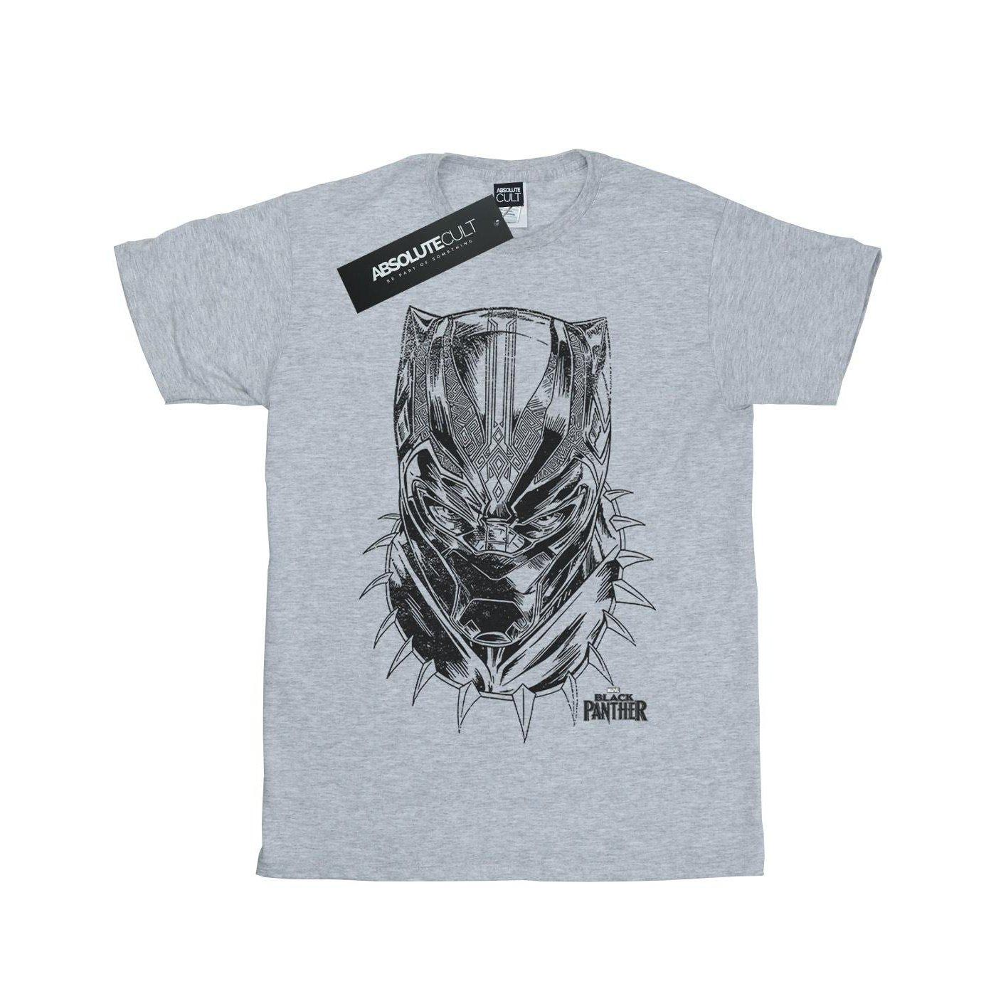 Black Panther Spray Headshot Tshirt Unisex Grau 116 von MARVEL